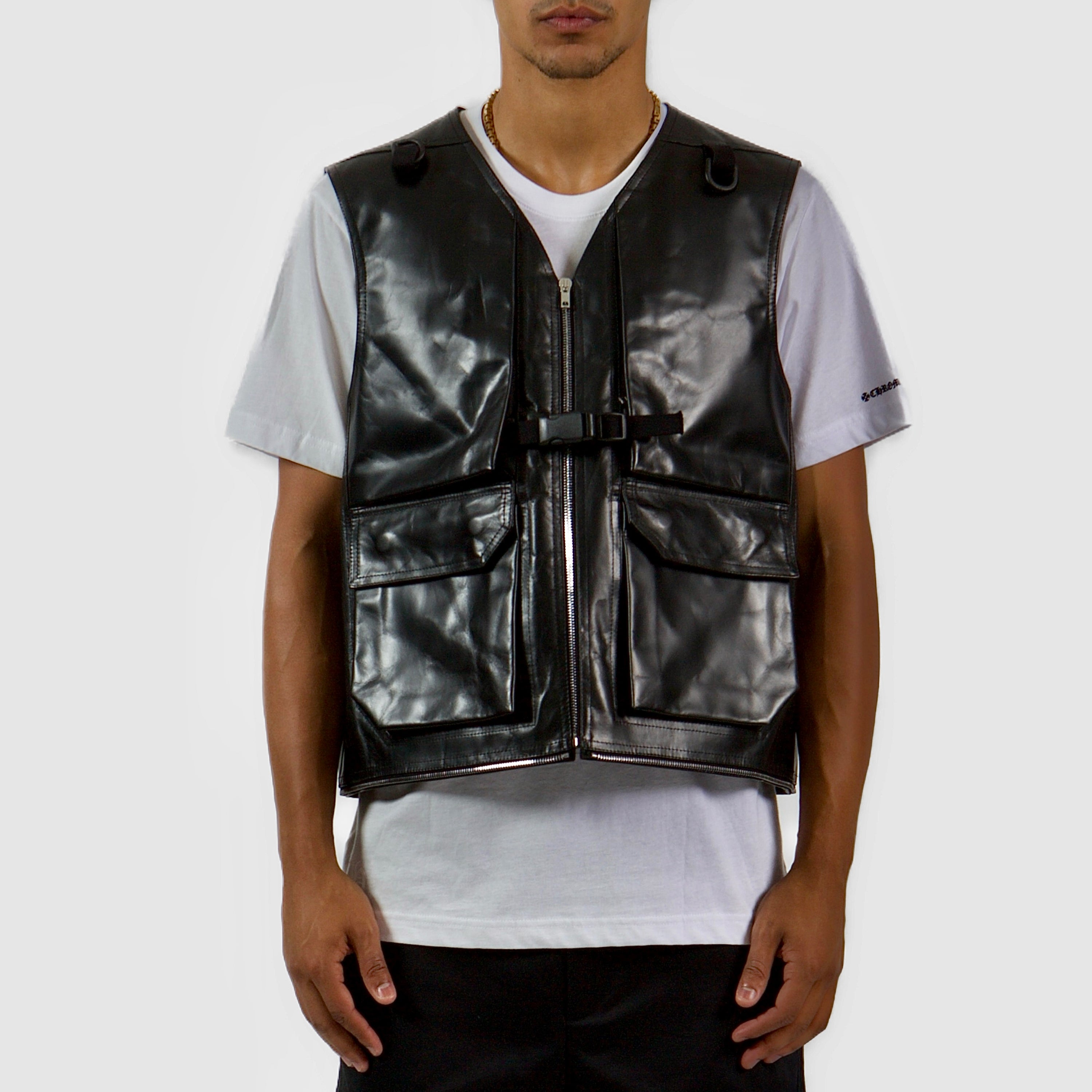 Rick Owens Leather Zip Vest/Jacket - Black