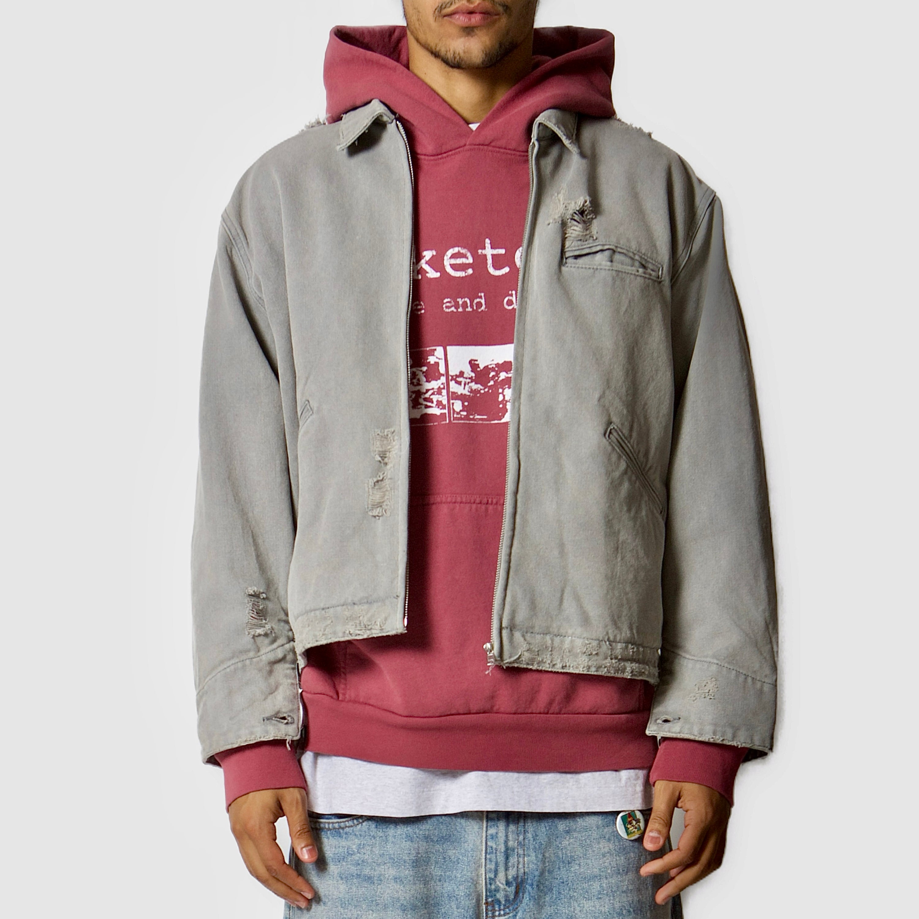 Basketcase Distressed Work Jacket  - Grey