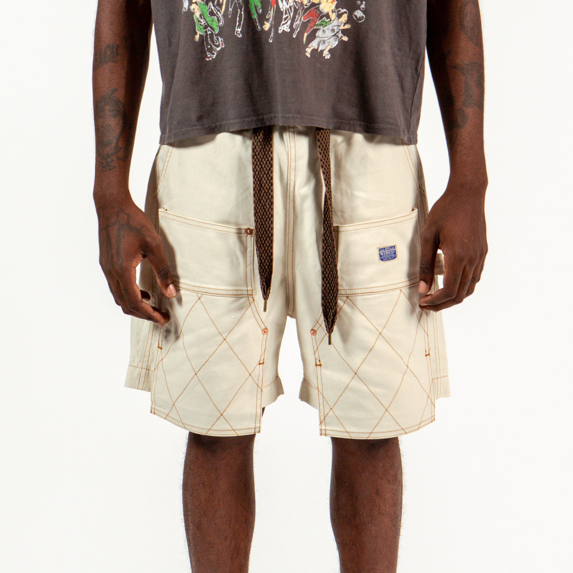 Kapital W Knee Shorts - Tan