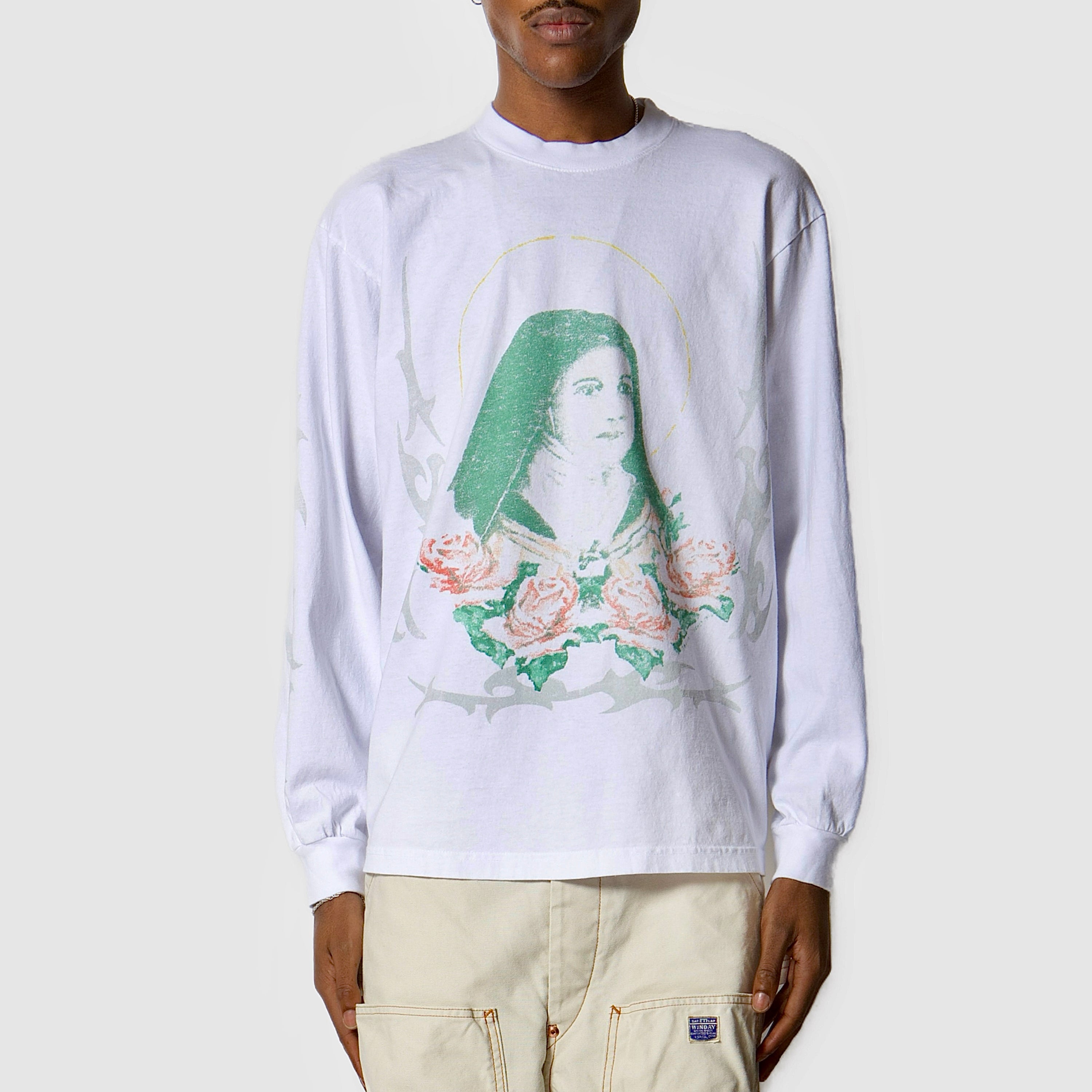 Basketcase Virgin Mary L/S - White